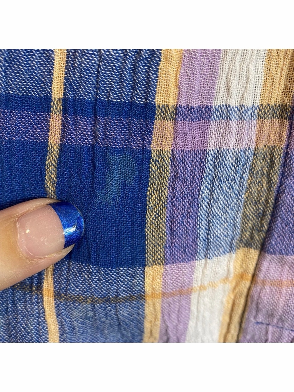 Vintage American Sweetheart Cotton Plaid Mother Of Pearl Button Shirt FLAWS - Picture 7 of 12